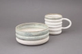 Kubek i miska oponka z zielonym rantem Ronja Ceramics