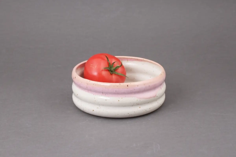 Miska oponka z różowym rantem Ronja Ceramics