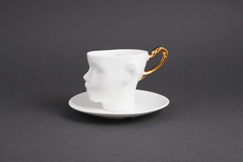 Filiżanka główka ze złotym uszkiem Ende Ceramics