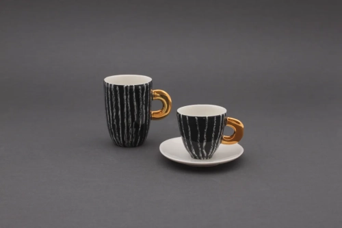 Porcelana Cerama czarna w białe paski