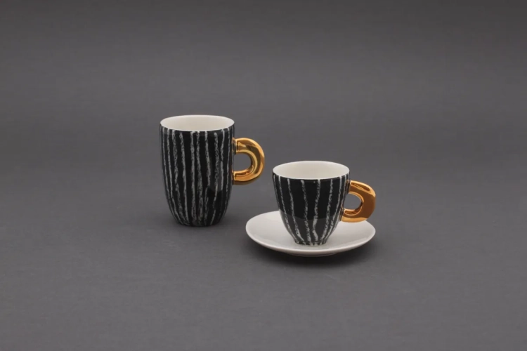 Porcelana Cerama czarna w białe paski