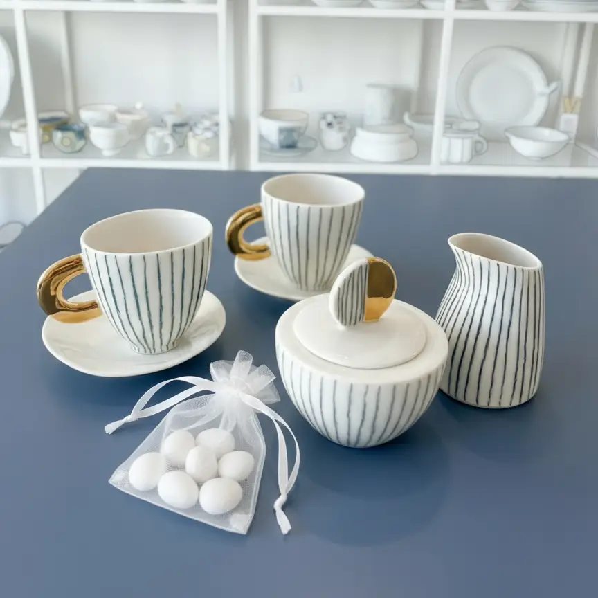 Prezenty ślubne  - porcelana i złoto